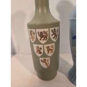 Vintage Jim Beam Decanter Lot Greek & Heraldic Crest Milk Glass